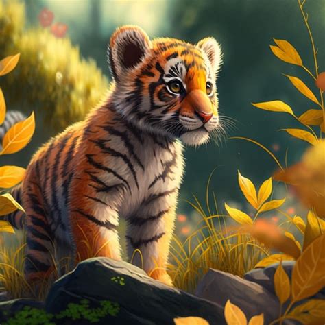 Premium Ai Image Tiger Cub Illustration Photos