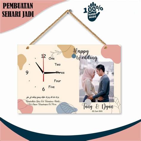 Jual Jam Dinding Kayu Tali Rami Souvenir Nikah Hadiah Wedding Kado