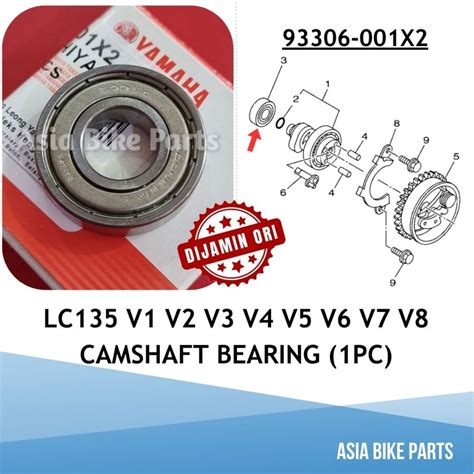 Yamaha Original LC135 V1 V2 V3 V4 V5 V6 V7 V8 Camshaft Bearing 6001