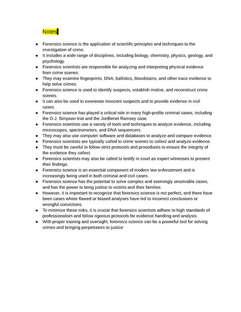 Notes How Is Forensics Science Related To Crime Google Docs Notes