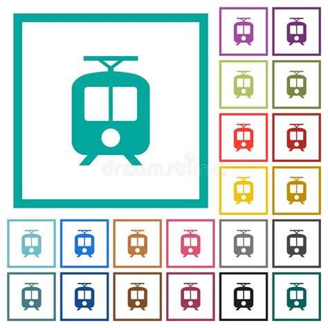 Iconos De Color Plano De Tram Con Marcos Cuadrantes Ilustraci N Del