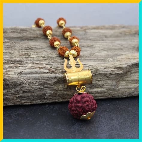 Face Rudraksha Gold And Silver Lord Shiva Trishul Damru Locket With