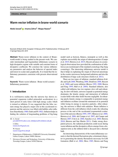 Warm vector inflation in brane-world scenario | Request PDF