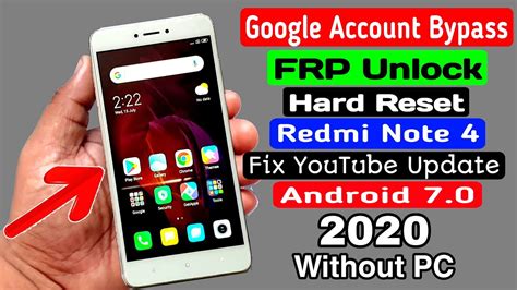 Redmi Note 4 Hard Reset Google Account FRP Bypass 2020 Fix YouTube