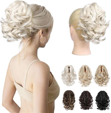 Reecho Short Ponytail Extension Classic Loose Curly Wavy Claw Clip