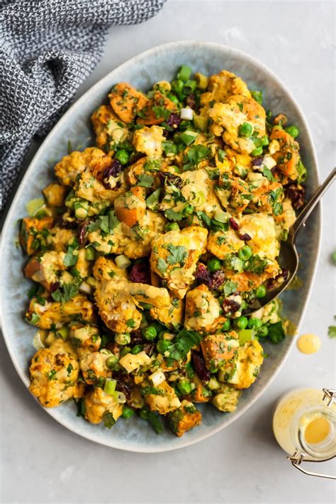 Curry Roasted Cauliflower Sweet Potato Salad Whole30 Vegan Gluten