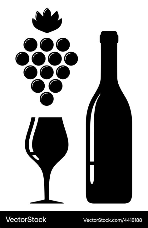 Wine Glass And Bottle Silhouette Royalty Free Vector Image