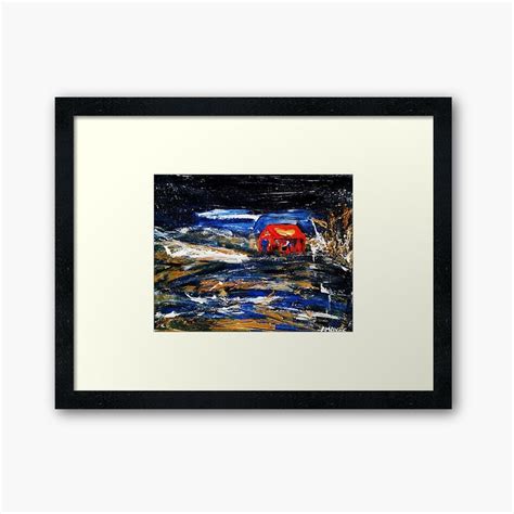 A Painting Of A Red House In The Middle Of Nowhere Framed Art Print On