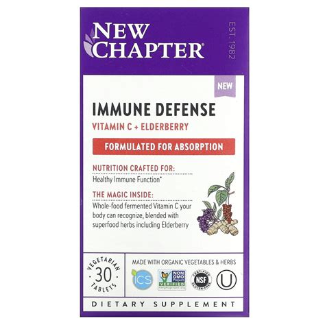 New Chapter Immune Defense Vitamin C Elderberry 30 Vegetarian Tablets