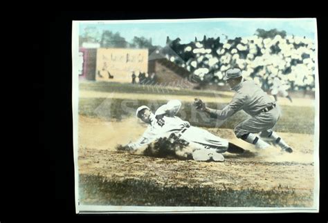 Ty Cobb Slides Into Frank Home Run Baker Colorized Society For