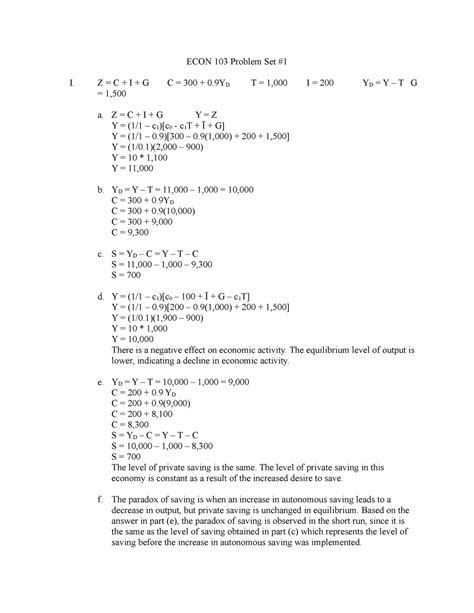 Econ Macroeconomics Problem Set Econ Problem Set I Z