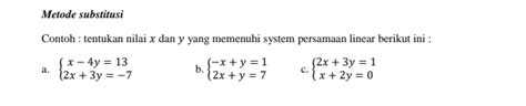 Metode Substitusi Contoh Tentukan Nilai X Dan Y Gauthmath