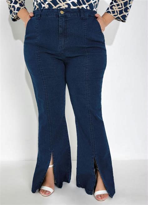 Cal A Jeans Flare Plus Size Azul Escuro Mink