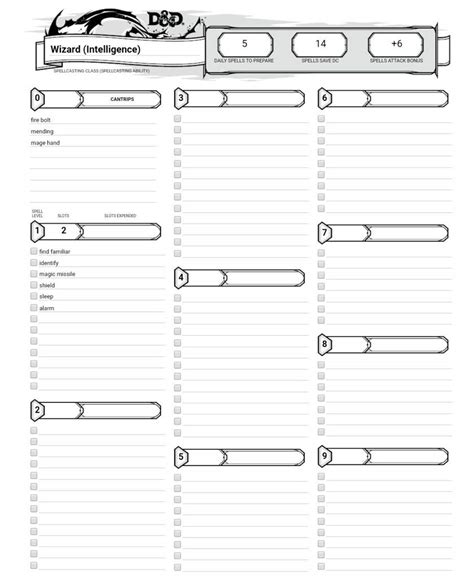 First Dandd Character Sheet For My Gnome Wizard Dungeons Images And