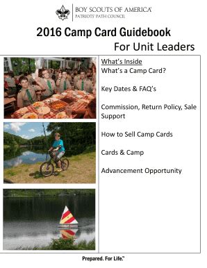 Fillable Online Camp Cards Ppcbsa Org Patriots Path Council