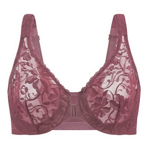 Meleneca Womens Front Closure Stretch Lace Underwire Bra Cabernet Red 44b