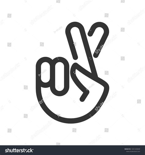 Fingers Crossed Emoji Linear Icon Hand Stock Vector (Royalty Free ...