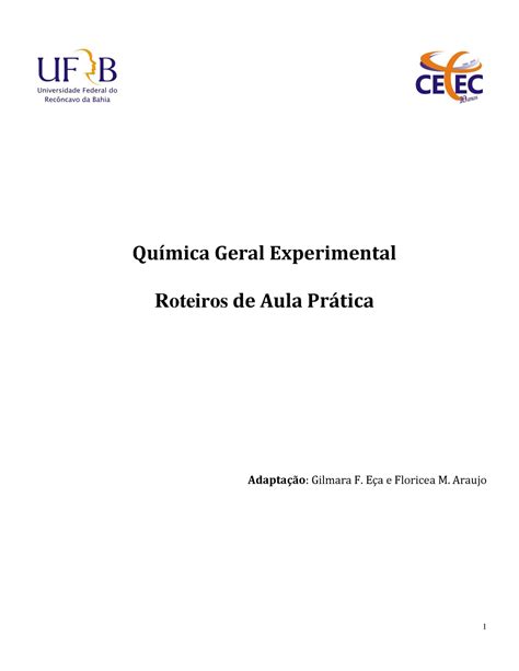 Caderno Práticas Quimica Geral Por Gil E Flor Pdf QuÌmica Geral