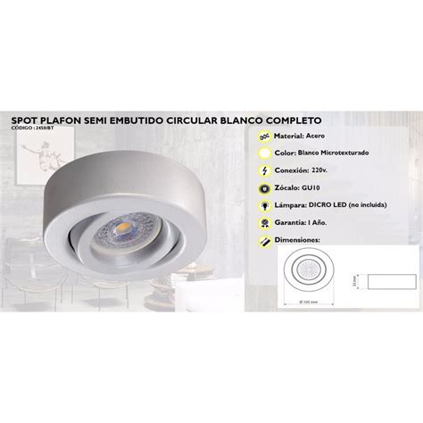 Luz Desing Spot Plafon Blanco Movil Circular Apto Led Gu Luz Desing