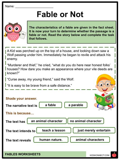 Fables Worksheets | Origins & History, Purpose, Examples