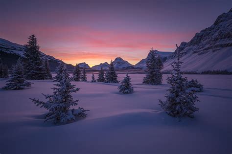 Fonds Decran Canada Parc Hiver Montagnes Levers Et Couchers De Soleil