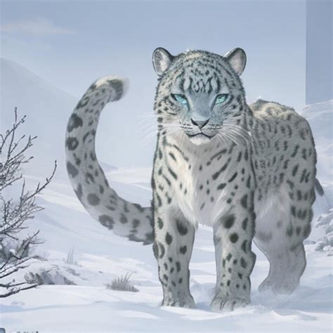 Premium Ai Image A Snow Leopard With A Blue Eyes And A Blue Eyes