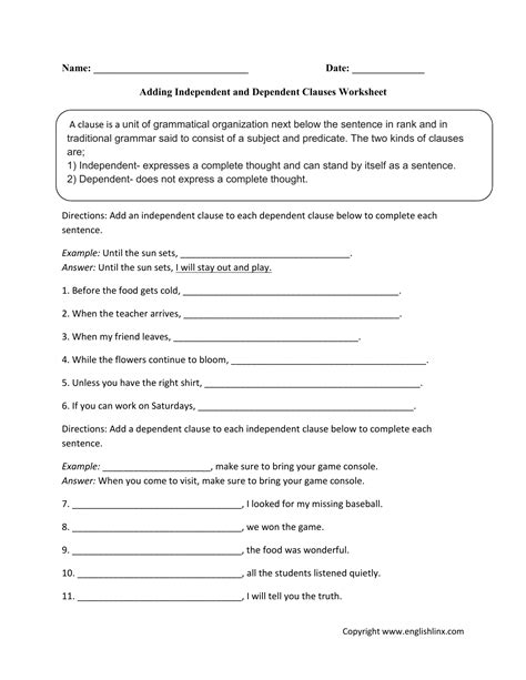 Independent And Dependent Clauses Worksheet Pro Worksheet