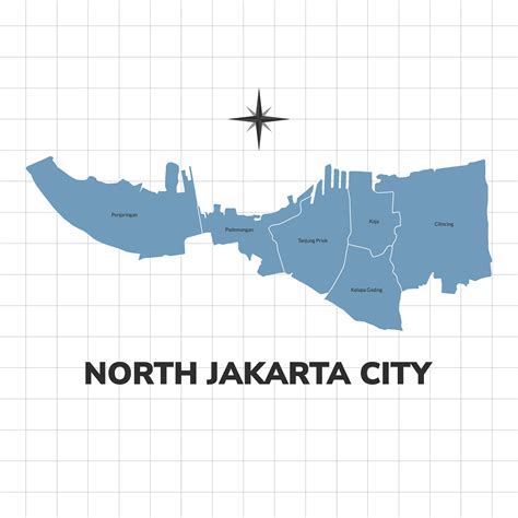 North Jakarta city map illustration. Map of cities in Indonesia ...