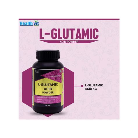 Buy Healthvit Fitness L Glutamic Acid Powder Unflavoured 100gm Online And Get Upto 60 Off At