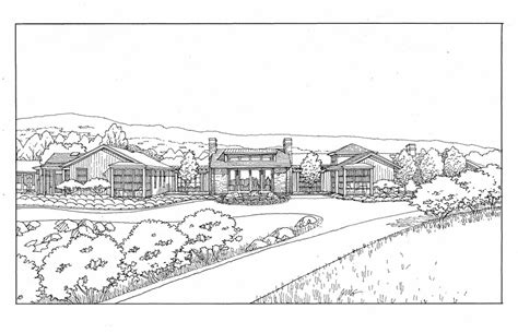 Black White Architectural Rendering Of New Custom Home In Los Altos