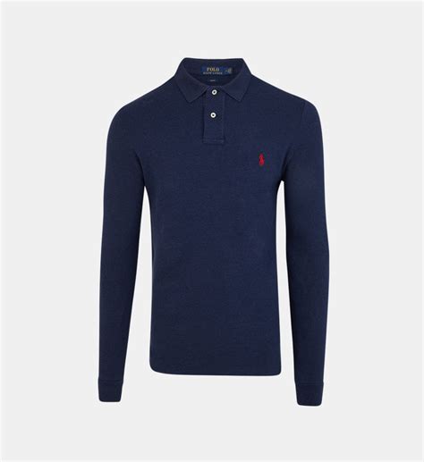 Polo En Coton Piqué à Manches Longues Slim Fit Polo Ralph Lauren En