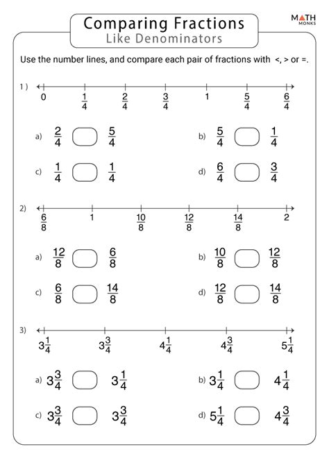 Comparing Fractions Worksheets - Math Monks