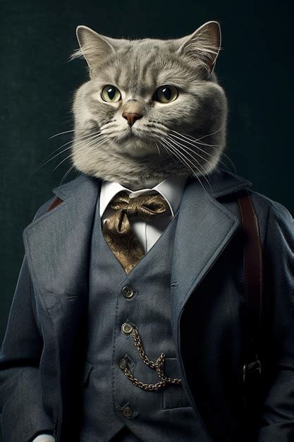 Premium AI Image Araffe Cat In A Suit And Tie With A Bag Generative Ai