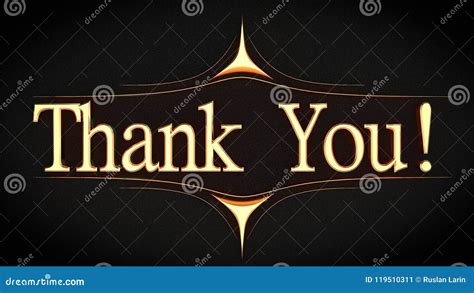 Thank You In Gold Font Decorated 3D Render Stock Illustration