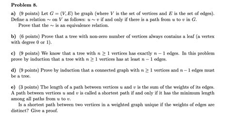 Solved Problem 8 A 9 Points Let G V E Be Graph Chegg