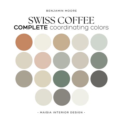 SWISS COFFEE Benjamin Moore Color Palette, Whole house paint palette