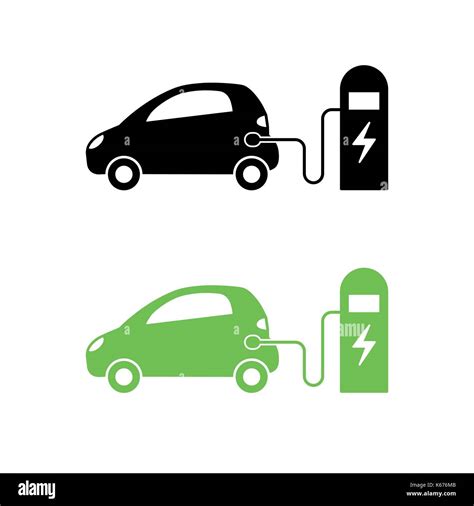 Elektroauto Und Elektrische Ladestation Symbol Hybrid Fahrzeug Symbol