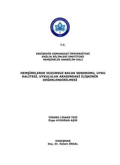 Doç Dr Özlem ÖRSAL ANIŞMAN Özge AYDOĞAN AŞIR D YÜKSEK LİSANS TEZİ