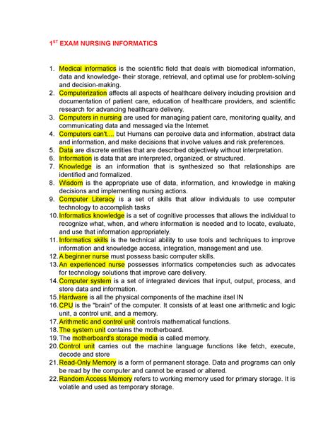 St Exam Nursing Informatics St Exam Nursing Informatics Medical