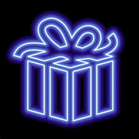 Blue Neon Outline Box With Gift And Ribbon Bow 11197902 Vector Art At