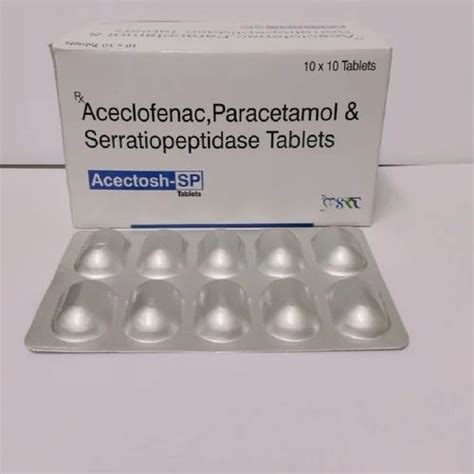 Acectosh SP Aceclofenac Paracetamol Serratiopeptidase Tablet At Rs 1000