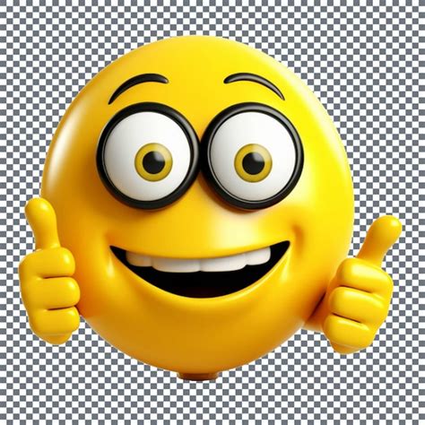 Premium PSD | Smiley yellow face showing thumbs up isolated transparent background