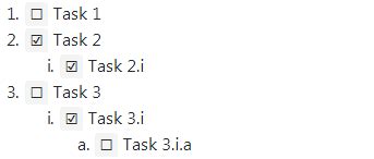 tasklist  github flavored markdown doesnt support ordered lists