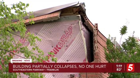 Building partially collapses in Franklin after severe storm