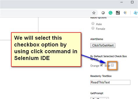 New Selenium IDE Using Click Command For Selecting A Checkbox Option