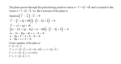 Find The Vector And Cartesian Equations Of The Planes That Passes