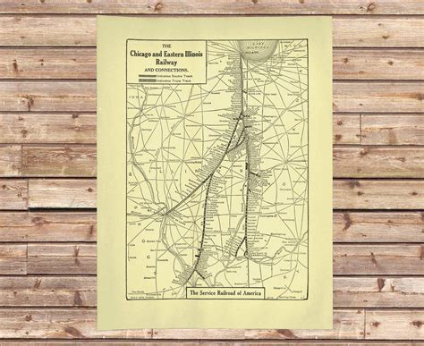 1928 Antique Chicago And Eastern Illinois Railroad Map Vintage Railway Map Mens T In 2022