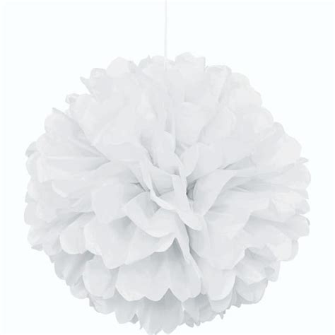 White Honeycomb Hanging Decoration Puff Ball 40cm Partyrama