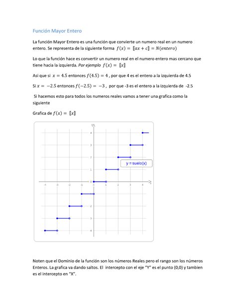 Unidad Matematicas Funci N Mayor Entero Funci N Mayor Entero La