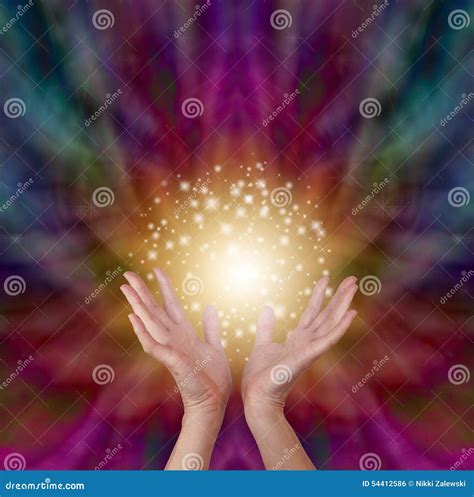 Magical Healing Energy on Radiating Color Background Stock Photo ...